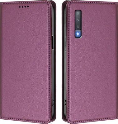 Image de Étui en cuir pour Samsung Galaxy A7 2018, étui à rabat magnétique en cuirPolyuréthaneavec support, violet