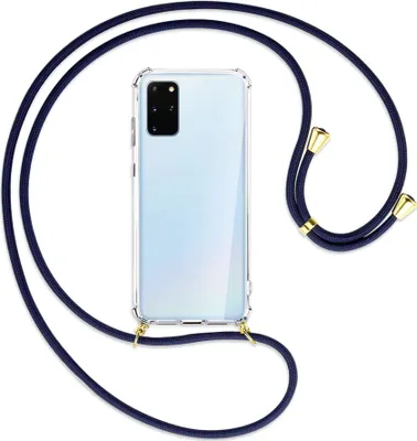 Produktbild von Handykette Backcover-Schutzhülle mit Band (Metall goldfarben) für Samsung Galaxy S20 Plus - dunkelblau