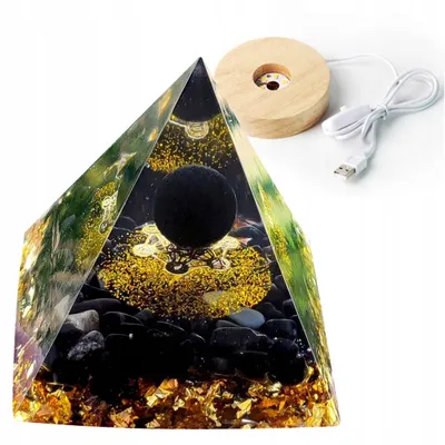 Produktbild von Pyramide ORGONIT + LED Lampe Basis 5cm Kristallsteine Amulett 5cm HX20