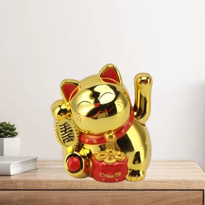 Produktbild von 2 Zoll Glückskatze Maneki Neko Fengshui Statue - Solar Glückskatze Figur für Auto-Dekoration - Lebendige Glückskatze mit winkendem Arm - Niedliche Dekoration für die Eröffnung von Geschäften