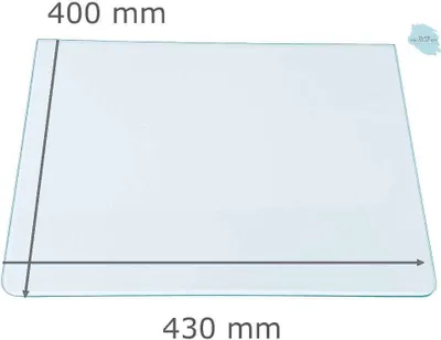 Produktbild von Kühlschrank Einlegeboden - Klarglas 4 mm - 2 abgerundete Ecken - 430 mm x 400 mm - (89,96 EUR / qm - Mindestbfl. 0,25 qm - Kantenb. 5,35 EUR / lfm - Eckenb. 1,00 EUR / Stck. )