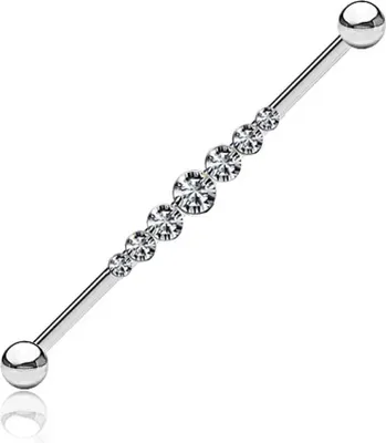 Produktbild von viva-adorno Industrial Piercing Scaffold Kristall Ohr Piercing Barbell Zirkonia Reihe Z581, silber