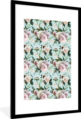 Produktbild von MuchoWow® MuchoWow® Gerahmtes Poster Blumen - Rose - Blatt 60x90 cm - Poster mit zchwarzem Bilderrahmen - Dekoration - Wandposter Wohnzimmer - Hochwertig