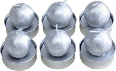 Produktbild von Teelichter Weihnachten -Kugel- - silber 6 Stück.