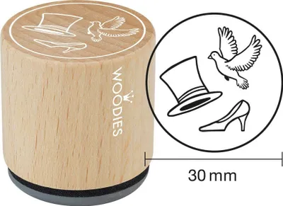 Produktbild von COLOP Motiv-Stempel Woodies "Zylinder-Taube-Brautschuh"