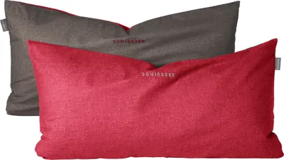 Produktbild von Schiesser Kissenhüllenset Doubleface | 2-teilig | Zweifarbig | Renforcé | 100% Baumwolle | Reißverschluss | 40x80cm | Rot-Dunkelgrau