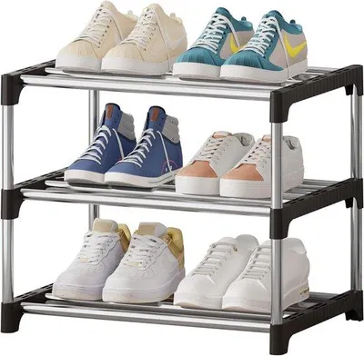 Image de Étagère à chaussures empilable à 3 niveaux, légère, pour le rangement