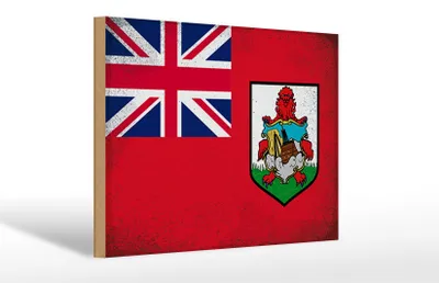 Produktbild von Holzschild Flagge Bermudas 30x20cm Flag of Bermuda Vintage