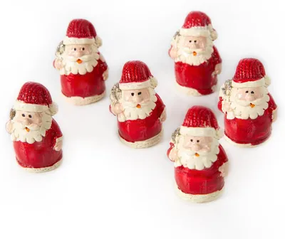 Produktbild von 6 mini Weihnachtsmann Figuren Nikolaus Miniatur rot 4 cm