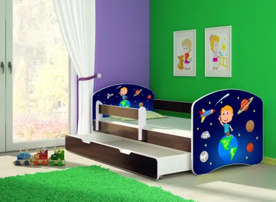 Produktbild von ACMA Jugendbett Kinderbett Junior-Bett Komplett-Set mit Matratze Lattenrost und Rausfallschutz Wenge 22 Kosmos 140x70 + Bettkasten