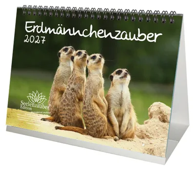Produktbild von Erdmännchenzauber DIN A5 Tischkalender für 2027 Erdmännchen - Seelenzauber
