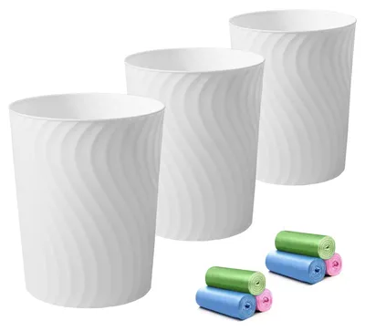 Produktbild von Set von 3 kleinen Mülleimern, 1.8 Gallonen, Weiß