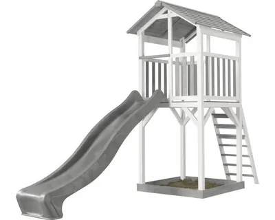Obrázok produktu pre AXI Beach Tower Grey/white - Grey Slide, domček na piliéroch, 3 rok / roky, Šmykľavka, Šedá, Biela