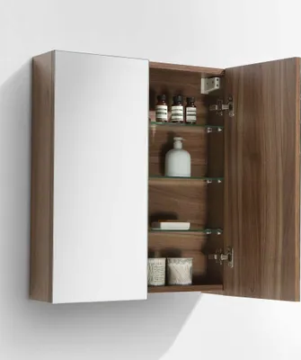 Produktbild von Spiegelschrank Bad 60 cm montiert Nussbaum SIENA