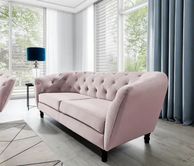 Produktbild von Sofa Designersofa CHARLOTTE 3-Sitzer in Stoff Matt Velvet Altrosa