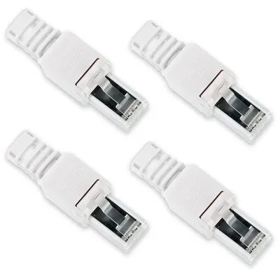 Produktbild von 4x CAT 6A RJ45 Netzwerk Stecker Netzwerkstecker CAT 7 6 5 LAN Kabel werkzeuglos