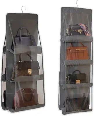 Produktbild von Famanu Handtaschenorganizer 2er-Pack - Sichtbar, 90 x 35 cm, 6 Fächer, grau