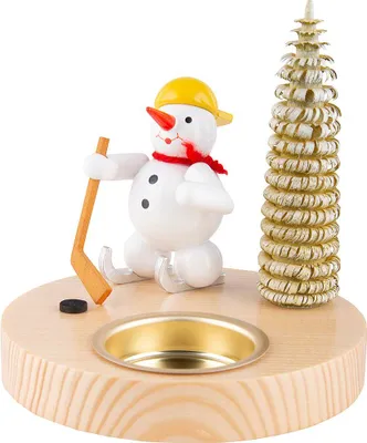 Produktbild von Kerzenhalter Schneemann Eishockeyspieler (10cm) von Zenker Volkskunst