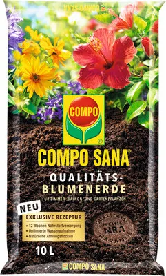 Produktbild von Blumenerde COMPO SANA® Qualitäts-Blumenerde 10 L für alle Zimmer, Balkon- und Gartenpflanzen