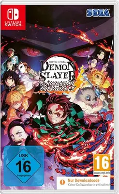The image shows the game box art for Demon Slayer: Kimetsu no Yaiba – The Hinokami Chronicles for Nintendo Switch.