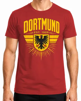 Immagine prodotto di T-shirt "Dortmund Est 1909 Adler Wappen Ruhrpott Statement", colore rosso, taglia L