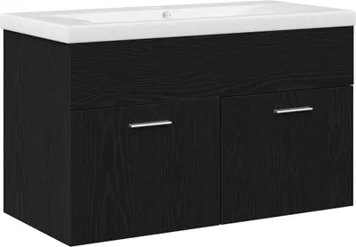 Produktbild von vidaXL Badezimmerschrank Schwarz Eichen-Optik 80 x 38,5 x 46 cm