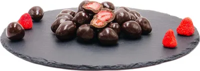Produktbild von Erdbeeren gefriergetrocknet mit Zartbitter-Schokolade: 100g Größe: 100g