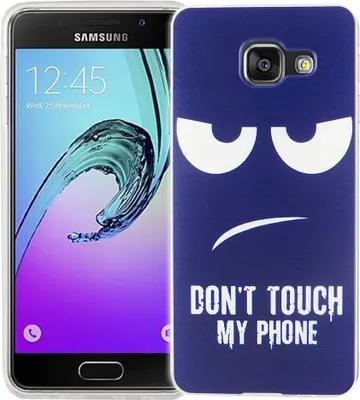Produktbild von Handy Hülle für Samsung Galaxy A3 2016 Cover Case Schutz Tasche Motiv Slim Silikon TPU Dont Touch my Phone Blau
