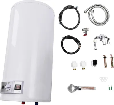 Immagine prodotto di Boiler per acqua calda - Accumulatore elettrico verticale - 50 L - 2000 W - Display digitale - Set doccia - Bianco