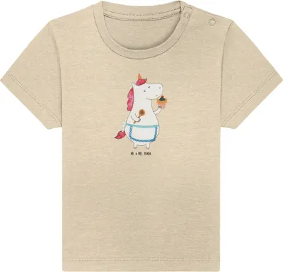 Produktbild von Mr. & Mrs. Panda Babyshirt Einhorn Küche 24. - 36. Monat - Natural Raw - Geschenk, Organic Baby T-Shirt, Torte, Oberteil, Unicorn, Kuchen, Kinder Shirt, Backen,