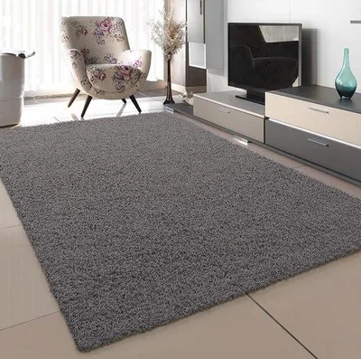 Obrázok produktu pre Uniqoos® Koberec s vysokým vlasom do obývačky – moderný, sivý, 120 x 170 cm, 100% polypropylén, mäkký a odolný
