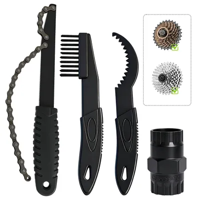 Image de Kit d'outils pour vélo comprenant un extracteur de chaîne et des brosses de nettoyage
