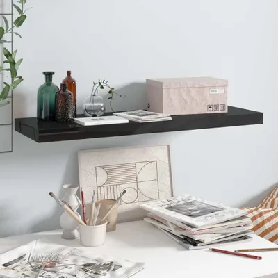 Obrázok produktu pre The Living Store Plávajúca polica čierna s vysokým leskom 80x23,5x3,8 cm MDF