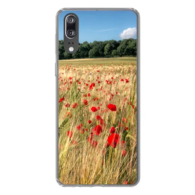 Produktbild von MuchoWow® Handyhülle Schutzhülle Hülle für Huawei P20 Wilde Mohnblumen auf einem großen Feld Silikon Softcase Handy Hülle - Hardcover