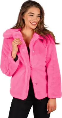 Produktbild von T4129-1100-XL-XXL pink Damen Pelzjacke Pelzmantel Plüschjacke Plüschmantel Gr.XL-XXL=46-50