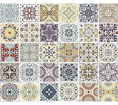 Produktbild von Selbstklebende Fliesenaufkleber für Küche und Bad – 30 Zementfliesenaufkleber, Azulejos Yaima Design – 30 Aufkleber, 15 x 15 cm