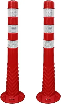 Produktbild von Famanu Verkehrsleitpaal Set - Reflektierende Abgrenzung - 75 cm Hoch - Schwarz
