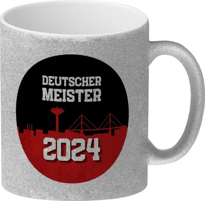 Produktbild von Leverkusen Glitzer-Kaffeebecher mit Spruch Deutscher Meister 2024