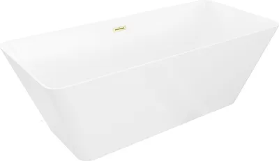 Immagine prodotto di Mexen Velo Slim vasca da bagno autoportante 170 x 75 cm, bianca, troppo pieno oro spazzolato - 52811707500-55