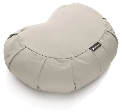 Immagine prodotto di Cuscino per yoga a forma di mezzaluna, 42 cm, con imbottitura in gusci di grano saraceno, rivestimento lavabile in 100% cotone, ideale per la meditazione