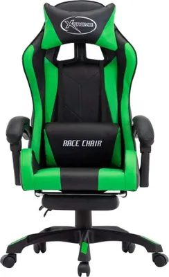 Immagine prodotto di Sedia da gioco con poggiapiedi in ecopelle verde e nera