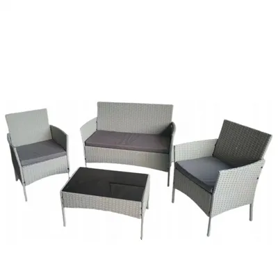 Produktbild von MURCIA technorattan Gartenmöbel Set, Rattanmöbel, 4-Sitzer Set grau, für Garten, Balkon