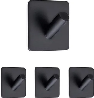 Produktbild von Famanu Handtuchhaken selbstklebend - 4er Set, mattschwarz