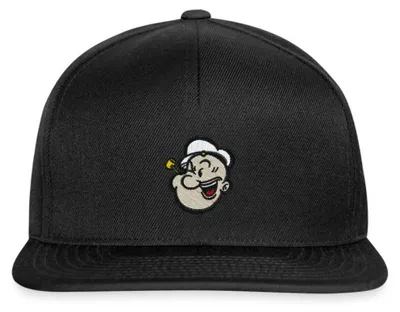 Produktbild von Spreadshirt Popeye Als Stickmotiv Snapback Cap, One size, Schwarz/Schwarz