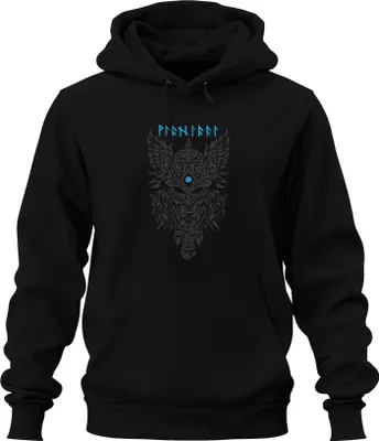 Obrázek produktu pro Viking Helmet Viking Valknut Nordic Celtic Ornaments Uni mikina s kapucí, černá, L