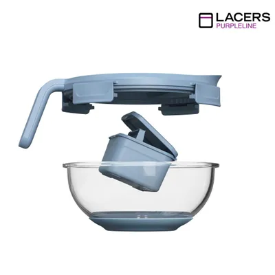 Produktbild von Lacers PurpleLine Gemüseschneider mit Glasschüssel 2L - Gemüsehobel & Gemüsereibe mit austauschbaren Einsätzen, Handschutz und Deckel