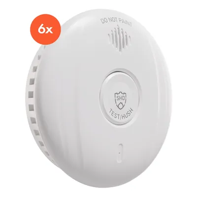 Produktbild von SHD by OneConcept Rauchmelder, Zuverlässiger Mini-Rauchmelder, 6x Feuermelder mit Batterie, Rauchmelder für Küche, Büro, Wohnwagen, Brandmelder mit Testfunktion, Optischer Sensor & Stummschaltung
