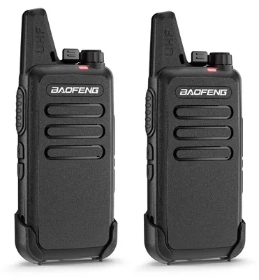 Immagine prodotto di Set di walkie-talkie Baofeng T22, con 16 canali PMR446, batteria da 1500mAh e porta USB-C. Ricetrasmittente portatile e ricaricabile, ideale per ristorazione, hotel, magazzini e cantieri (confezione da 2)