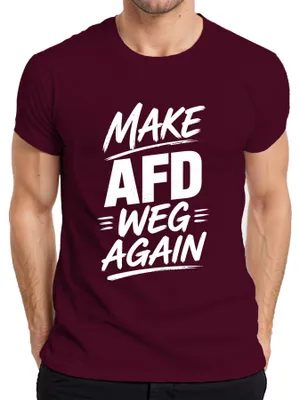 Obrázok produktu pre Tričko s nápisom "AfD už nie je pravicová politika", s ironickým podtónom, farba bordová, veľkosť 3XL