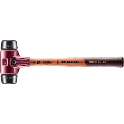 Produktbild von Halder Schonhammer Durchmesser 40mm 660g Simplex Gummi / schwarz mit Holzstiel - 3002040